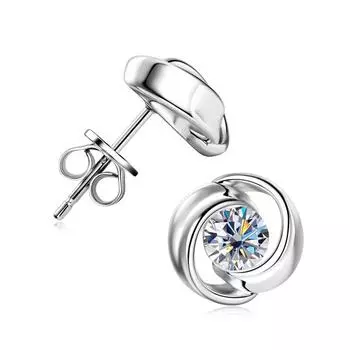 Gica Gema Мода Личность Дизайн Sense стерлингового серебра S925 Муассанит серьги Нишевые высококачественные серьги Happy To Embrace Серьги 0.5 Carat+0.5 Carat золотой