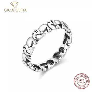 Gica Gema модное 100% стерлингового серебра 925 пробы животное штабелируемый слон женский очаровательный милый палец кольцо для женщин ювелирные изделия Anillo