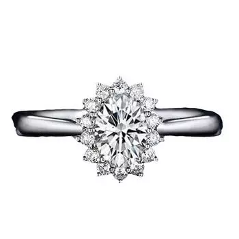 Gica Gema Модный цветочный набор 7 * 9 мм Овальное обручальное кольцо принцессы с цирконом 7*9mm17.1mm) белый