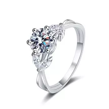 Gica Gema Новое кольцо из стерлингового серебра 925 пробы, женское платиновое обручальное кольцо Pt950, распродажа цветов, кольцо с цирконом 1 карат About 17.1mm белый