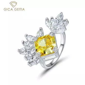 Gica Gema Новое кольцо из стерлингового серебра 925 пробы для женщин, изысканное индивидуальное ювелирное изделие высокого качества, подарок Adjustable Opening жёлтый