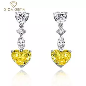 Gica Gema Новые Ювелирные Изделия Стерлингового Серебра S925 Нежные Серьги В Форме Сердца Для Очарования Леди С Драгоценными Камнями В Форме Капли Воды Женские Изящные Ювелирные Изделия Подарок красный/белый