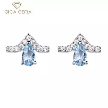 Gica Gema Новые ювелирные изделия из стерлингового серебра 925 пробы с синими каплями воды, персонализированные классические серьги-гвоздики для женщин, изысканные ювелирные изделия высокого качества, подарок на День святого Валентина 925 Silver