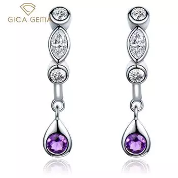 Gica Gema Новые ювелирные изделия из стерлингового серебра S925, длинные стильные простые классические серьги-капли для женщин, изысканные ювелирные изделия высокого качества, подарок на День святого Валентина 925 Silver синий