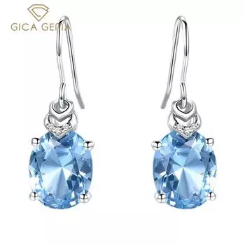 Gica Gema Новые ювелирные изделия из стерлингового серебра S925 Небесно-голубые квадратные персонализированные классические серьги-гвоздики для женщин Изящные высококачественные ювелирные изделия в подарок на День святого Валентина 925 Silver