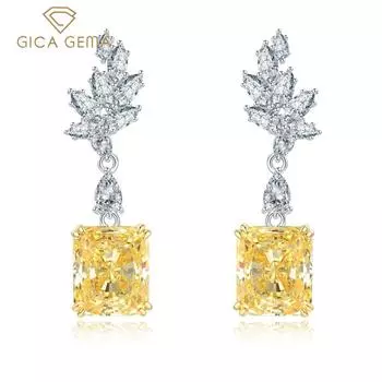Gica Gema Новые ювелирные изделия из стерлингового серебра S925 1 * 13, праздничные женские золотые серьги с цветочными перьями для женщин, изысканные ювелирные изделия высокого качества, подарок на День святого Валентина 925 Silver жёлтый