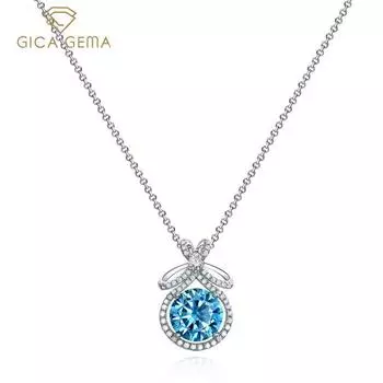 Gica Gema ожерелья с высокоуглеродистыми бриллиантами, стерлинговое серебро 925 пробы, синий 21,5 мм, кулон, уникальный дизайн, романтические ювелирные украшения, подарки для свадебной вечеринки, новая тенденция