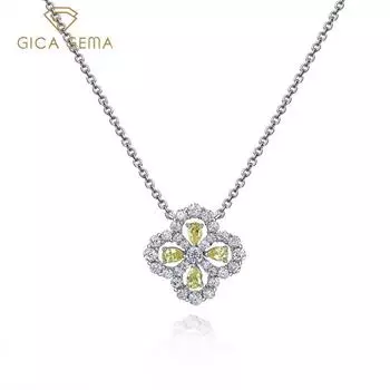 Gica Gema ожерелья с высокоуглеродистыми бриллиантами, стерлинговое серебро 925 пробы, 2,5*4 мм, кулон, уникальный дизайн, романтические ювелирные украшения, подарки для свадебной вечеринки, новая тенденция 925 Silver жёлтый