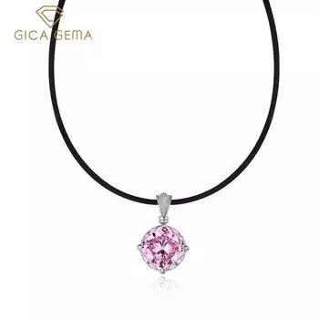 Gica Gema ожерелья с высокоуглеродистыми бриллиантами, стерлинговое серебро 925 пробы, розовый 14*14 мм, кулон, уникальный дизайн, романтические ювелирные изделия, подарки для свадебной вечеринки, новая тенденция 925 Silver розовый