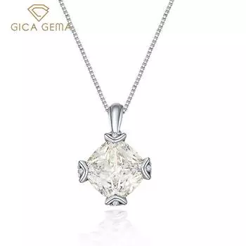 Gica Gema ожерелья с высокоуглеродистыми бриллиантами, стерлинговое серебро 925 пробы, 11*11 мм, кулон, уникальный дизайн, романтические ювелирные украшения, подарки для свадебной вечеринки, новая тенденция 925 Silver белый