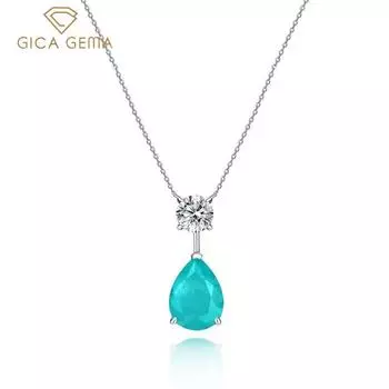 Gica Gema Paraiba Ожерелья из стерлингового серебра 925 пробы с подвеской в виде капли воды Уникальный дизайн Романтические изящные ювелирные изделия Подарки для свадебной вечеринки Новая тенденция с O-цепочкой 925 Silver синий