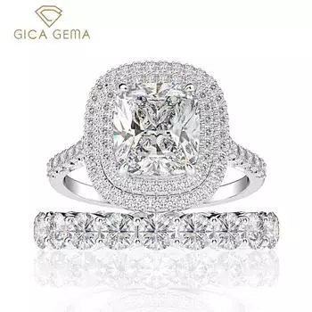 Gica Gema Персонализированные высококачественные кольца из стерлингового серебра 925 пробы 8*9 мм драгоценный камень Уникальный дизайн Романтические изящные украшения на палец Свадебная вечеринка Подарки Новая тенденция 9 белый