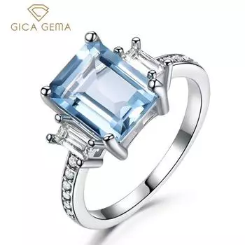 Gica Gema Подлинные кольца из стерлингового серебра 925 пробы для женщин Свадебные романтические украшения в подарок 5 синий