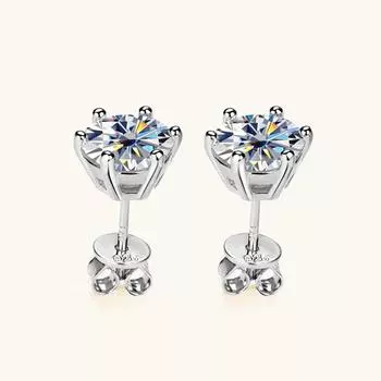 Gica Gema Premium Sense Classic Six-pronged Moissanite Earrings Sterling Silver Earrings Everyday Commuter Accessories 0.5ct*2 золотой
