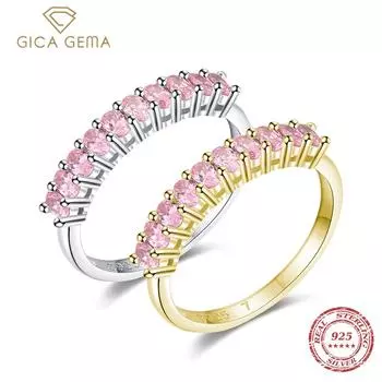 Gica Gema романтическое розовое кольцо с фианитом из настоящего стерлингового серебра 925 пробы, роскошные ослепительные кольца на палец для женщин, свадебные украшения Anel