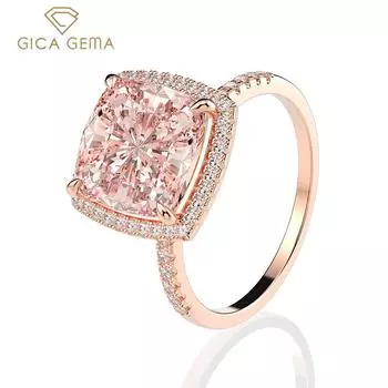 GICA GEMA Роскошное обручальное кольцо из 100% стерлингового серебра 925 пробы с цирконами, ювелирные изделия US 5 розовый