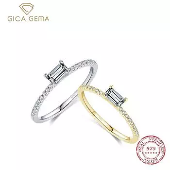 Gica Gema Роскошное ослепительное прозрачное кольцо с цирконом из стерлингового серебра 925 пробы модные кольца на палец для женщин Свадебные обручальные украшения