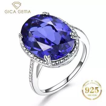 Gica Gema Роскошные кольца с танзанитом и драгоценными камнями для женщин, твердое серебро 925 пробы, ювелирные изделия, женское обручальное кольцо, Рождественский подарок 6 синий