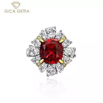 GICA GEMA Роскошные обручальные кольца 10*11 мм для женщин, стерлинговое серебро 925 пробы, сверкающее полное AAAAA + циркон, вечерние ювелирные изделия, подарок US 5 красный