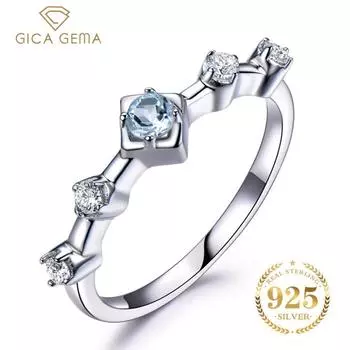 Gica Gema Роскошные ювелирные изделия из серебра 925 пробы с синим цирконом, кольца с драгоценными камнями для женщин, подарок на годовщину свадьбы, банкет и вечеринку 5 зелёный