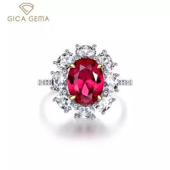 Gica Gema Рубин Стерлингового Серебра 925 Красный Драгоценный Камень Уникальный Дизайн Кольцо Изысканные Украшения На Пальцы Свадебная Вечеринка Женские Подарки 5 красный