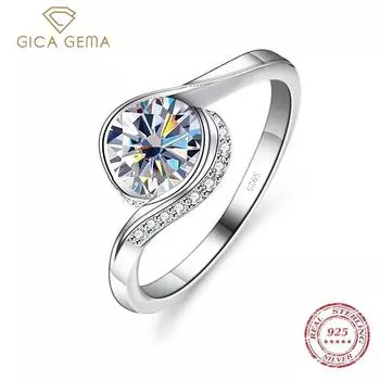 Gica Gema S925, инкрустированная цирконом 1 карат, серия женских сумок с простым закрытым кольцом About 17.1mm белый