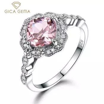 GICA Gema S925 из стерлингового серебра, роскошное модное кольцо для женщин, индивидуальный подарок на день Святого Валентина, каменное обручальное кольцо, ювелирные изделия 5 белый/розовый