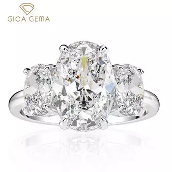 Gica Gema S925 из стерлингового серебра в форме яйца, нежное классическое кольцо для женщин, новый список, женские изысканные нежные ювелирные изделия, подарок на свадьбу, помолвку 5 белый