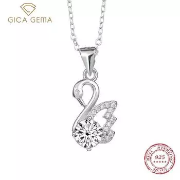 Gica Gema S925 ожерелье из стерлингового серебра 1 карат циркон Cygnet кулон все с цепочкой на ключицу аксессуары для вечеринок