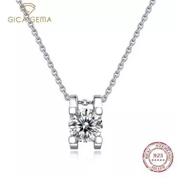 Gica Gema S925 Серебро с инкрустацией 1 карат Цвет циркона Классическая серия с головой быка Подвеска Свадебные украшения Цепочка на ключицу 1ct белый