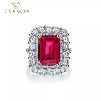 Gica Gema S925 Стерлинговое Серебро Элегантное Персонализированное Кольцо Для Женщин Женские Изящные Ювелирные Изделия Модный Высококачественный Подарок На Свадьбу Помолвка 5 красный