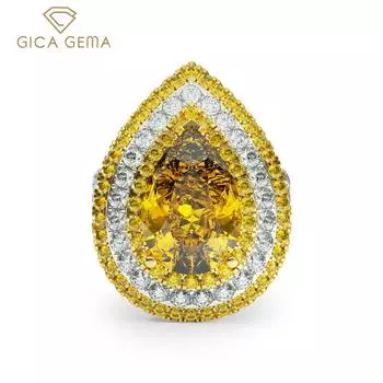 Gica Gema S925 Стерлинговое Серебро Модное Классическое Кольцо Water DropTemperament Для Женщин Женское Прекрасное Великолепное Высококачественное Ювелирное Подарок Свадьба Помолвка 5-no. жёлтый