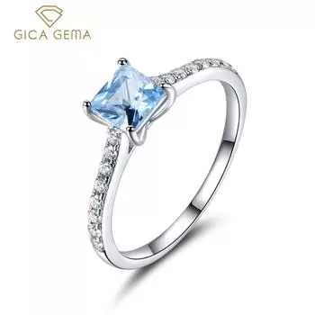 Gica Gema S925 Стерлинговое Серебро Модное Персонализированное Кольцо Нано Изумруд на 12 День Рождения Для Женщин Изящные Ювелирные Изделия Свадебная Вечеринка Ювелирные Изделия Подарок 6 синий