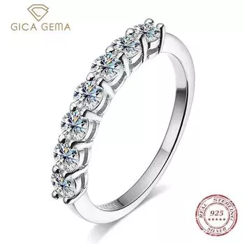 Gica Gema S925 Стерлинговое Серебро с цирконом Высококачественное кольцо с семью звездами в виде сверла с четырьмя когтями Классическая Корона Предложение Подарок