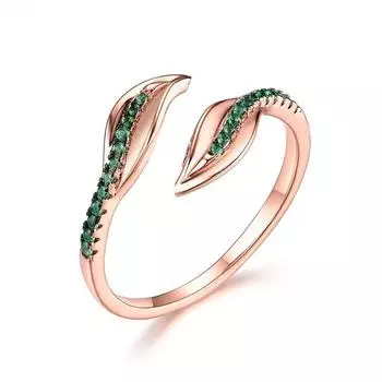 Gica Gema S925 стерлингового серебра Персонализированное кольцо с сокровищами для женщин, инкрустированное морсонитом усовершенствованным листом Женские ювелирные изделия Подарок Свадебная помолвка Adjustable Opening золотой/зелёный