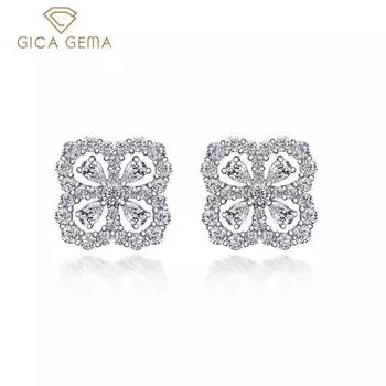 Gica Gema Серьги-гвоздики с высокоуглеродистыми бриллиантами, стерлинговое серебро 925 пробы, 2,5*4 мм, белый драгоценный камень, романтические ювелирные изделия, подарки для свадебной вечеринки, новая тенденция 925 Silver белый
