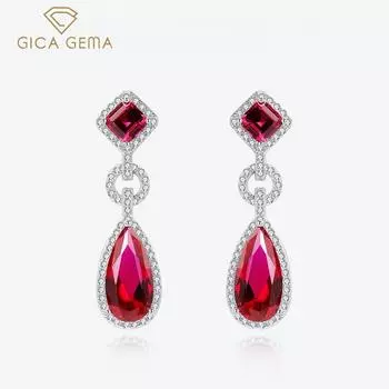 Gica Gema серьги-капли из стерлингового серебра 925 пробы, уникальный дизайн, форма капли воды, романтические ювелирные изделия, подарки для свадебной вечеринки 925 Silver красный