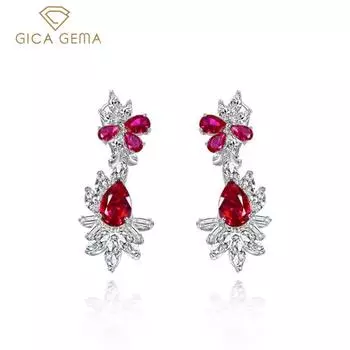 Gica Gema Серьги-капли с высокоуглеродистыми бриллиантами, стерлинговое серебро 925 пробы, 12*8 мм, геометрический камень, уникальный дизайн, романтические ювелирные изделия, подарки для свадебной вечеринки 925 Silver синий