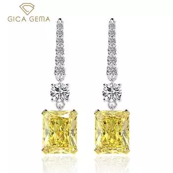 Gica Gema серьги-капли с высокоуглеродистыми бриллиантами, стерлинговое серебро 925 пробы, 8*10 мм, цвета, драгоценный камень, романтические ювелирные изделия, подарки для свадебной вечеринки, новая тенденция 925 Silver синий