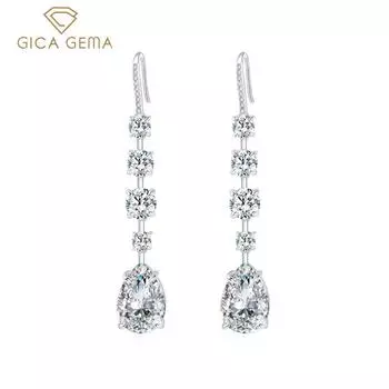 Gica Gema Серьги-капли с высокоуглеродистыми бриллиантами, стерлинговое серебро 925 пробы, 11*16 мм, геометрический драгоценный камень, уникальный дизайн, романтические ювелирные украшения, свадебные подарки S925 белый