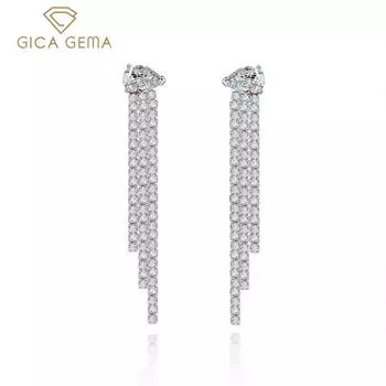 Gica Gema серьги с высокоуглеродистыми бриллиантами, стерлинговое серебро 925 пробы, 7*10 мм, серьги-капли с каплями воды, драгоценные камни, уникальный дизайн, изящные ювелирные изделия, подарки для свадебной вечеринки 925 Silver белый