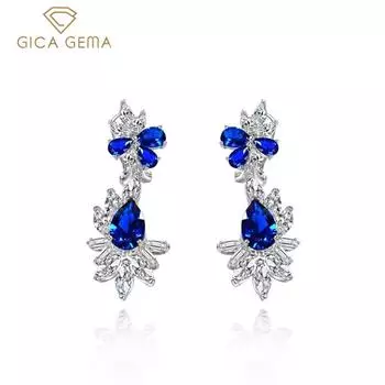 Gica Gema серьги с высокоуглеродистыми бриллиантами, стерлинговое серебро 925 пробы, уникальный дизайн, романтические изящные серьги, ювелирные изделия, подарки для свадебной вечеринки, новая тенденция, 8*12 мм 925 Silver красный