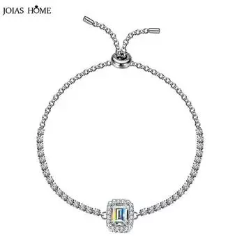 Gica Gema Серебро 925 пробы с инкрустацией 1 карат/2 карата квадратный браслет с цирконом Прямоугольная зеленая квадратная сумка Zumah Простые женские украшения 1ct белый