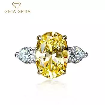 Gica Gema Щепка 925 Ювелирные Изделия Новые 10 * 14 Яйцеобразные 10 Карат Персонализированное Кольцо Для Женщин Изящные Высококачественные Классические Ювелирные Изделия Свадебная Вечеринка Подарки Новый Тенденция 5. синий