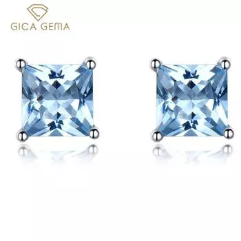 Gica Gema Щепка 925 Ювелирные Изделия Новые Квадратные Темпераментные Лаконичные Серьги-гвоздики Для Женщин Изящные Высококачественные Классические Ювелирные Изделия Свадебная Вечеринка Подарки Новый Тенденция 925 Silver зелёный