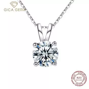 Gica Gema Стерлинговое Серебро 925 пробы, инкрустированное 1 каратом циркона, женский японский и корейский нишевый дизайн, подвеска с четырьмя когтями, простой воротник, колье из кости, ювелирные изделия 1ct белый