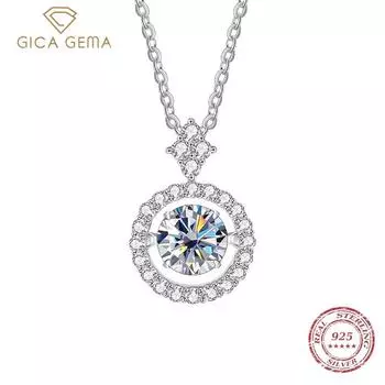 Gica Gema Стерлинговое серебро S925 с муассанитом 1 карат, цепочка на ключицу, классическое ажурное ожерелье с четырьмя когтями и шестью когтями, умное ожерелье с муассанитом 1ct белый
