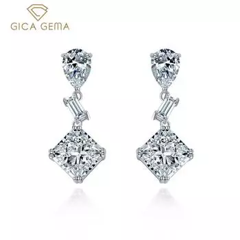 Gica Gema стерлингового серебра 925 пробы 10*10 мм AAAAA цирконы драгоценный камень висячие серьги для женщин ювелирные изделия красный