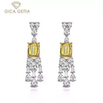Gica Gema стерлингового серебра 925 пробы 10*12 мм геометрические серьги-капли с драгоценными камнями уникальный дизайн романтические изящные ювелирные изделия свадебные подарки жёлтый