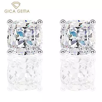 Gica Gema стерлингового серебра 925 пробы 2 карата в форме подушки 6*6 м темпераментные серьги для женщин изысканные ювелирные изделия высокого качества подарок на День святого Валентина 925 Silver белый